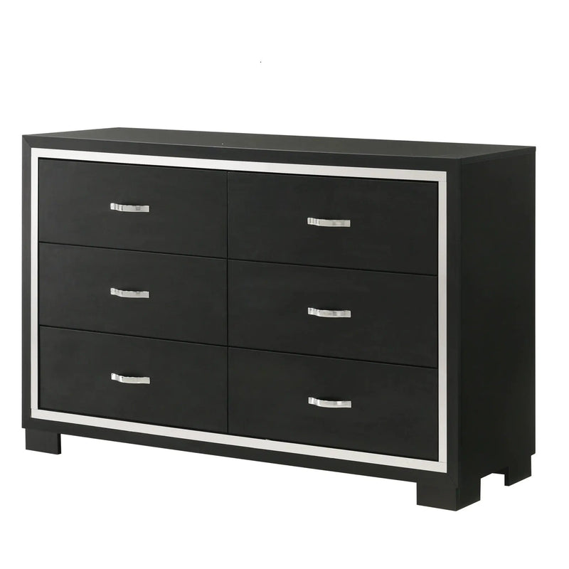 6 Drawer Dresser With Handles Bedroom Furniture - Black by Unique Piece Furniture