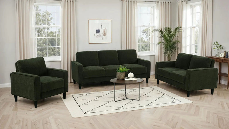 Ruth 3-piece Fabric Upholstered Track Arm Sofa Matcha Green by Unique Piece Furniture