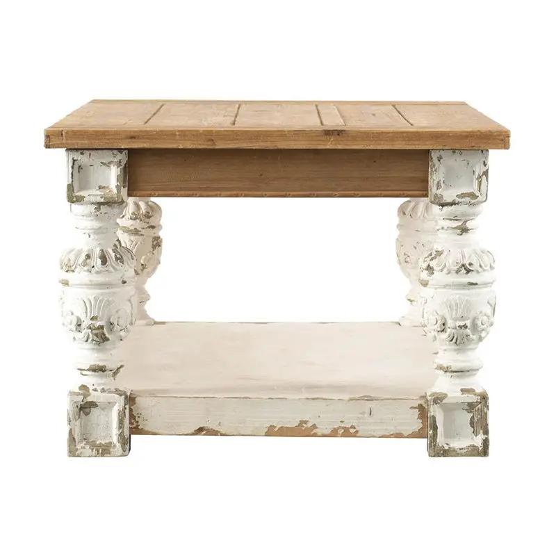 Rectangle Coffee Wooden Coffee Table, French Country Coffee Table - Brown / Antique White by HouseOfZazla