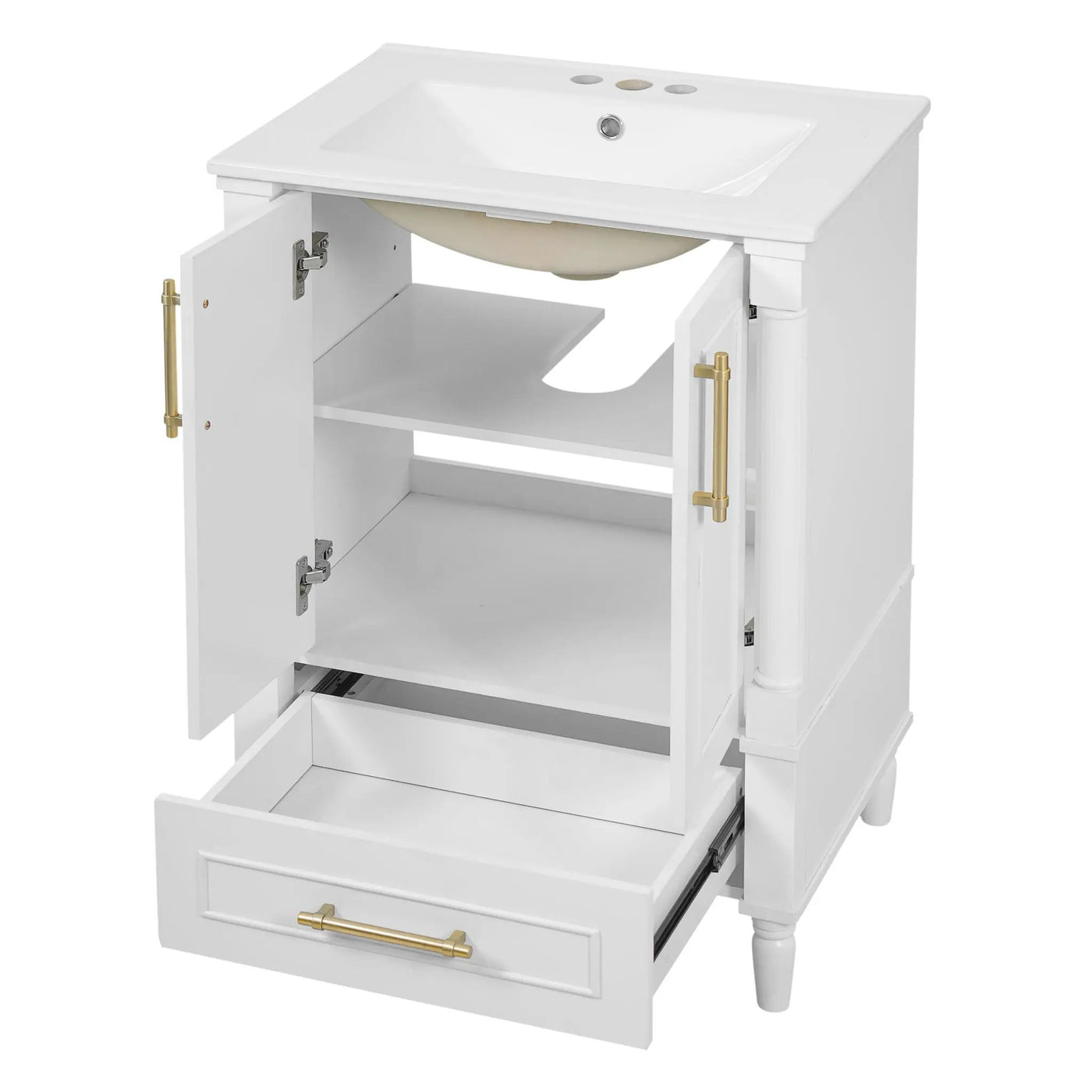 Bathroom Vanity With Ornate French Cylinder Legs, Soft Close Drawer by HouseOfZazla