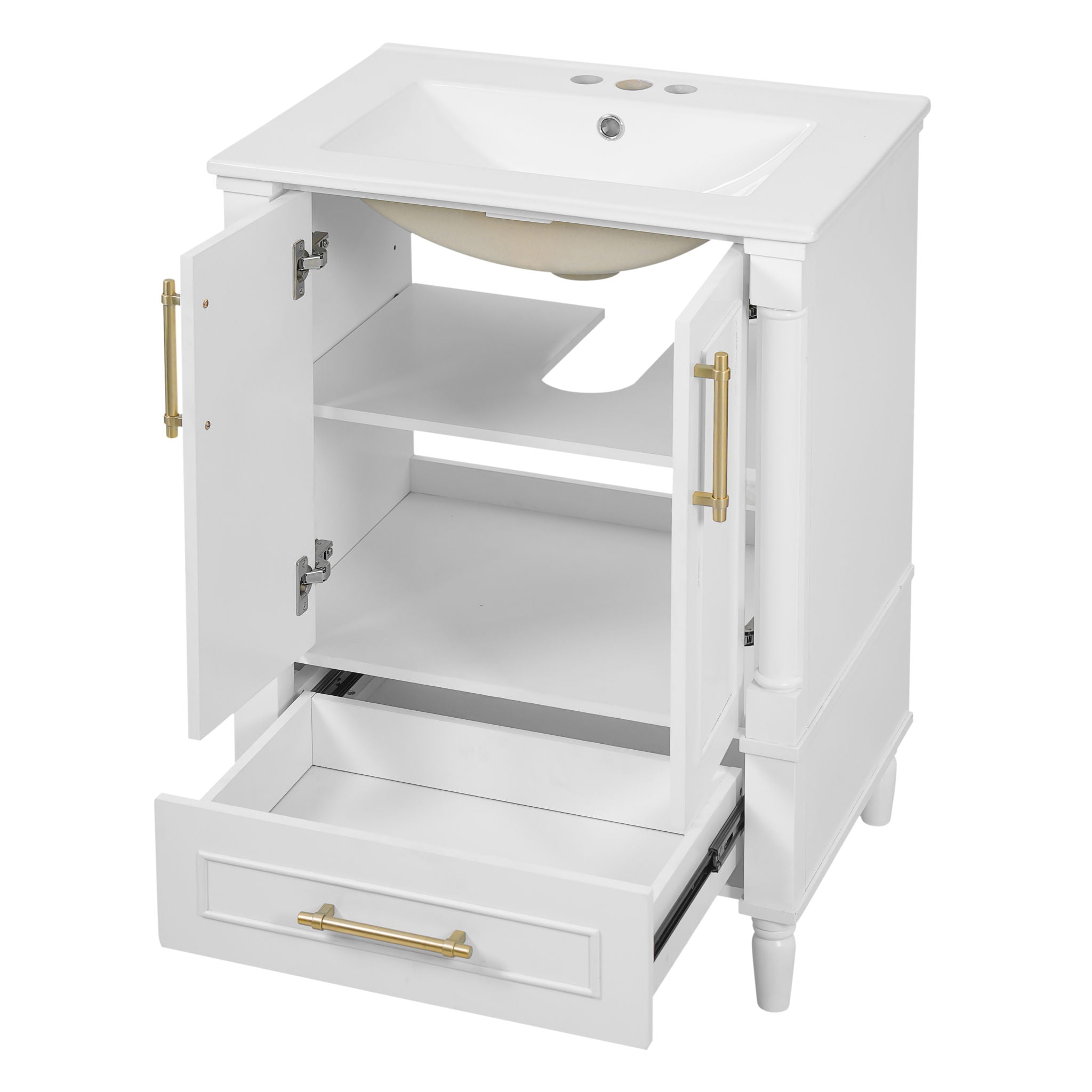 Bathroom Vanity With Ornate French Cylinder Legs, Soft Close Drawer by HouseOfZazla
