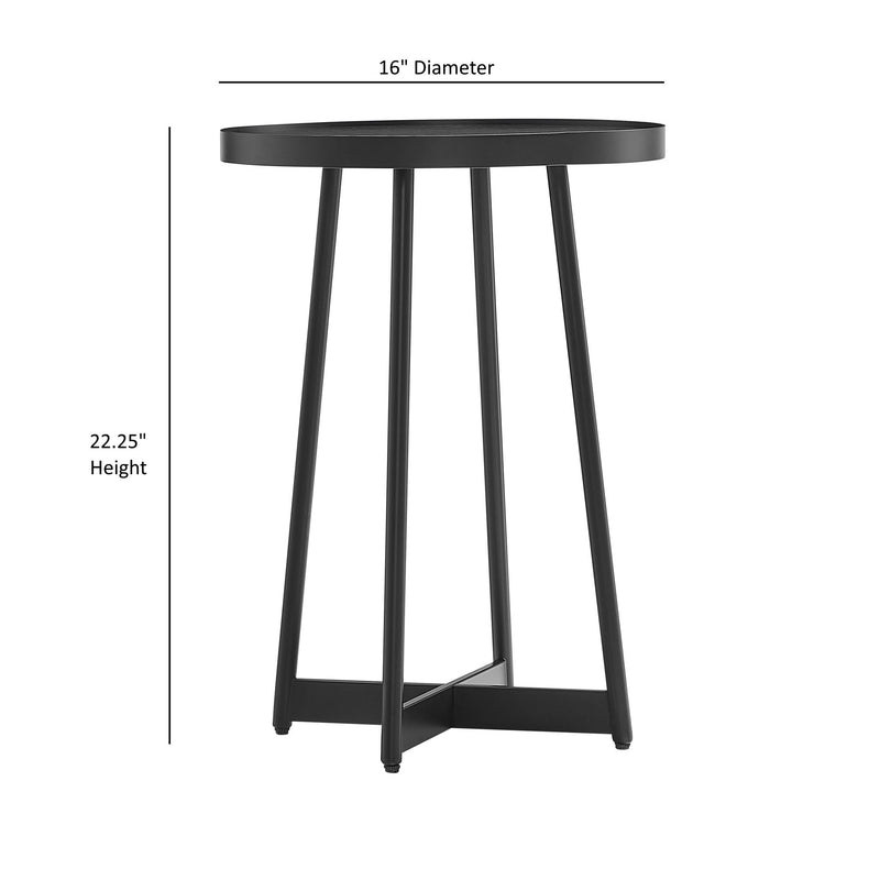 Ranlo - Round Accent Table With Geometric Legs - Black by HouseOfZazla