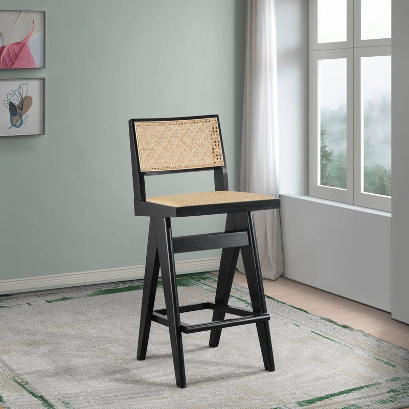 Keira - Bar Stool (Set of 2) - Black / Rattan by Unique Piece Furniture