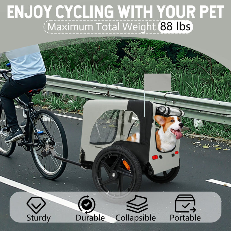 Outdoor Heavy Duty Collapsible Pet Bike Trailer with 16-Inch All-Terrain Wheels by HouseOfZazla