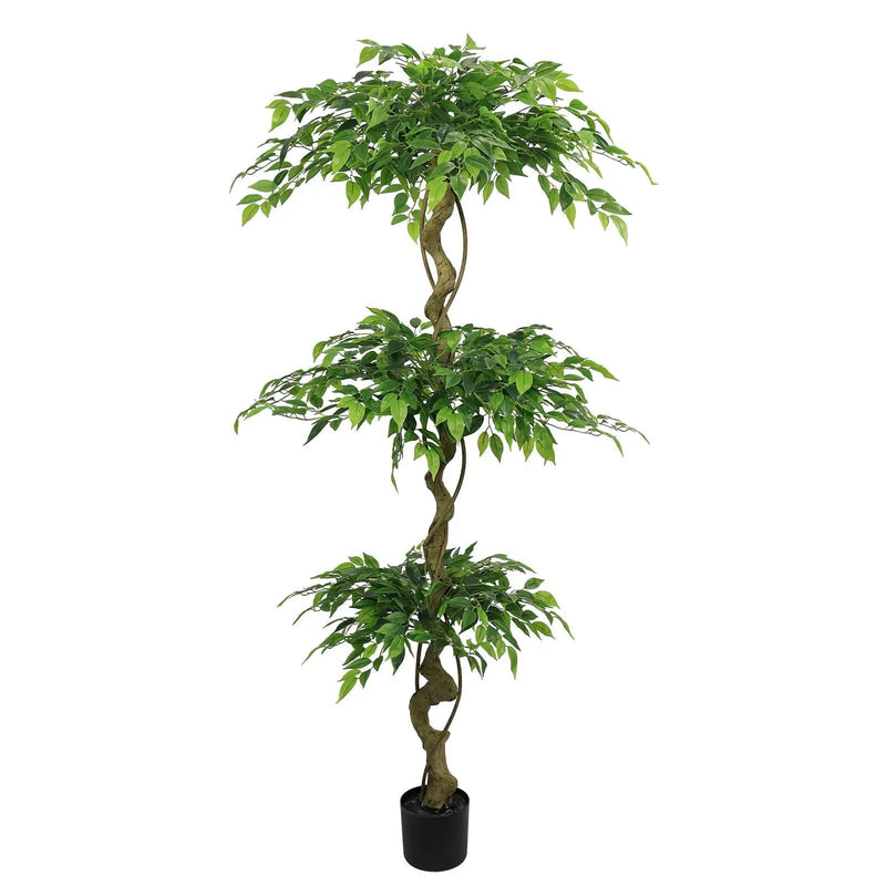 Artificial Ficus Tree With Pot For Home Decor Indoor Plant - Green by HouseOfZazla
