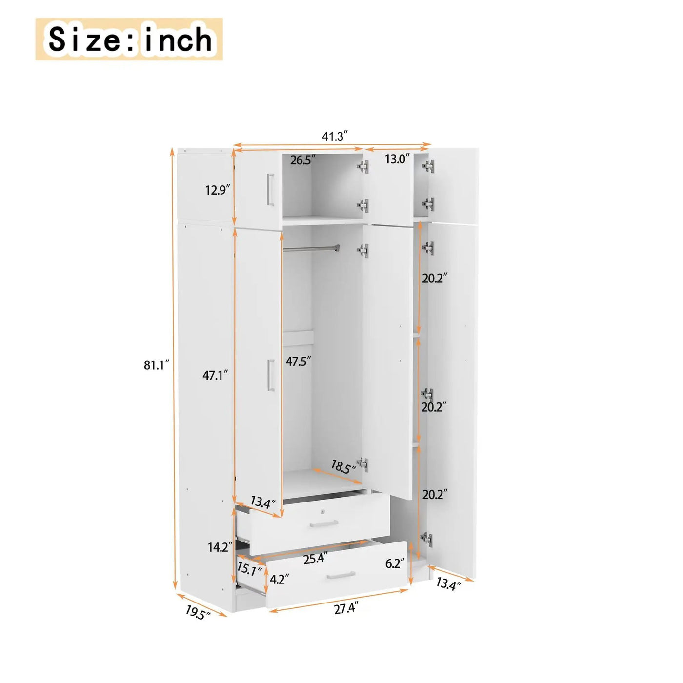 Modern 3 Door Mirror Wardrobe With 2 Drawers And Top Cabinet by Unique Piece Furniture