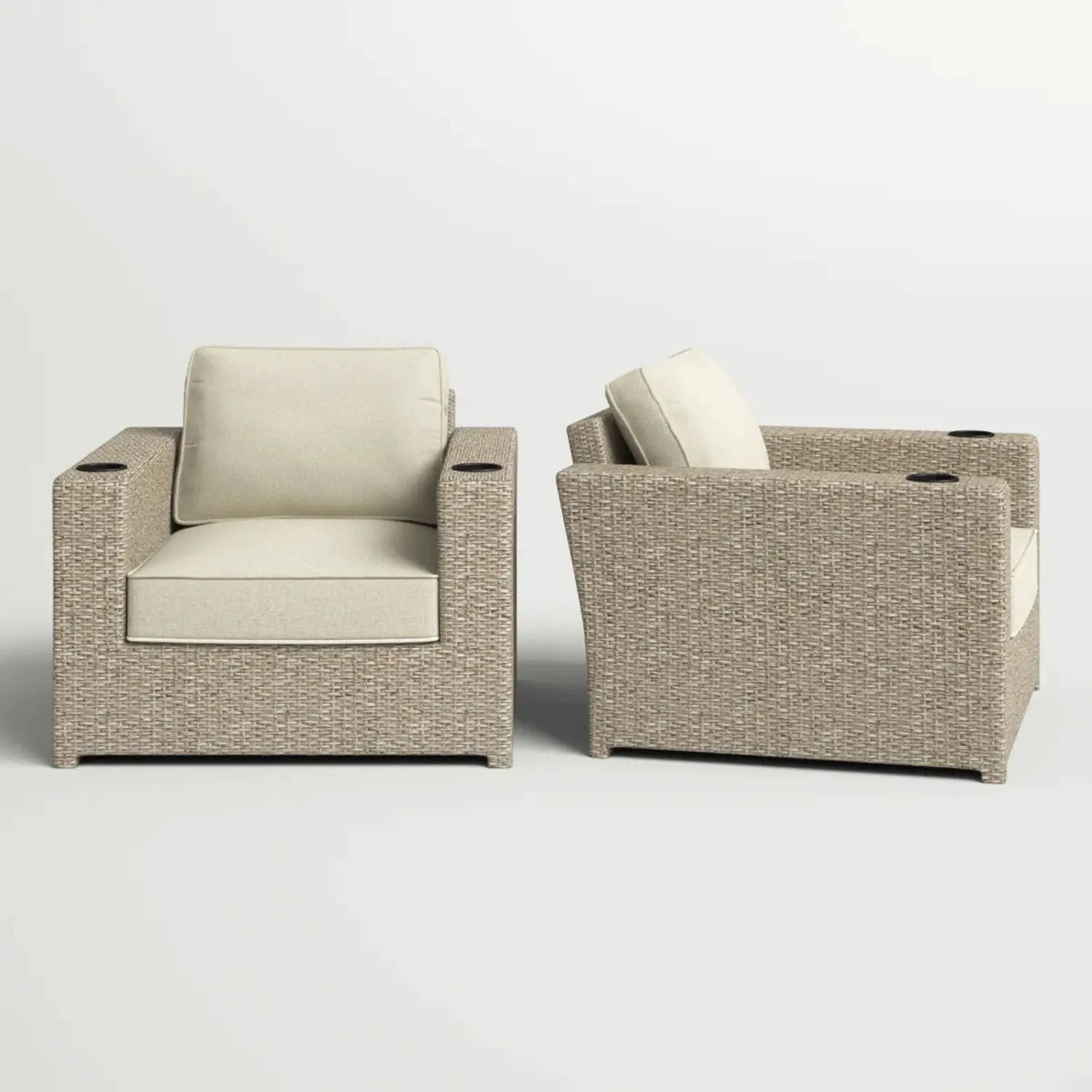 Outdoor Lounge Chairs With Cushions, Weather Resistant - Gray Mix by HouseOfZazla
