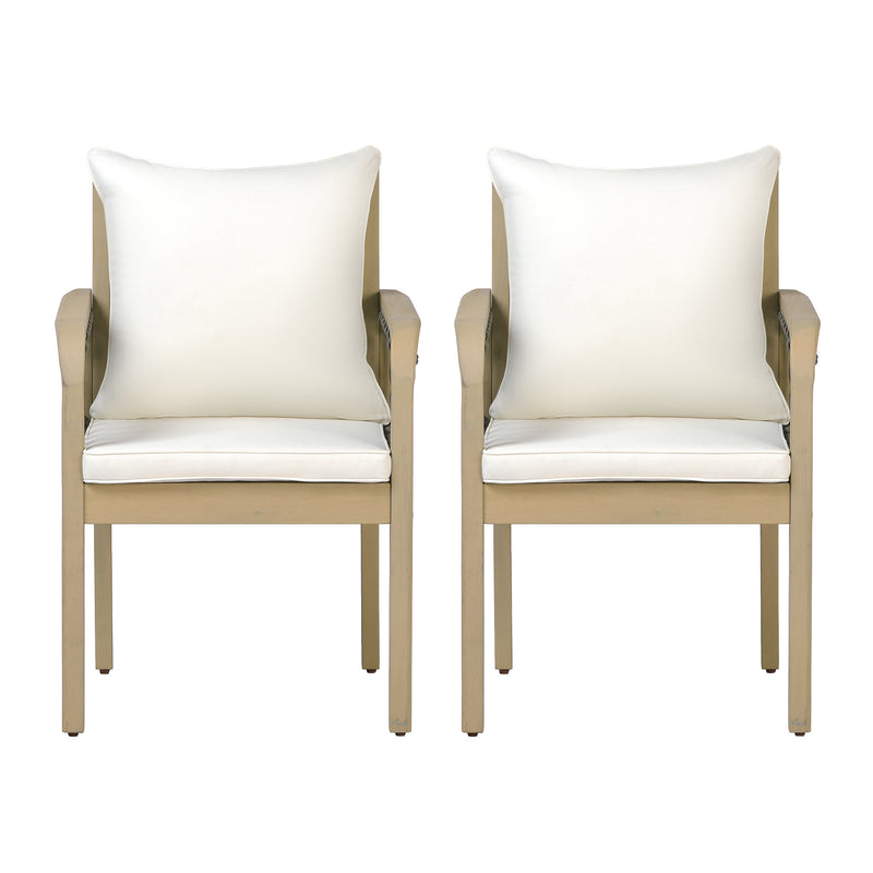 Acacia Wood Patio Chairs with Woven Rope Arms - Set of 2, photo 5 of 9