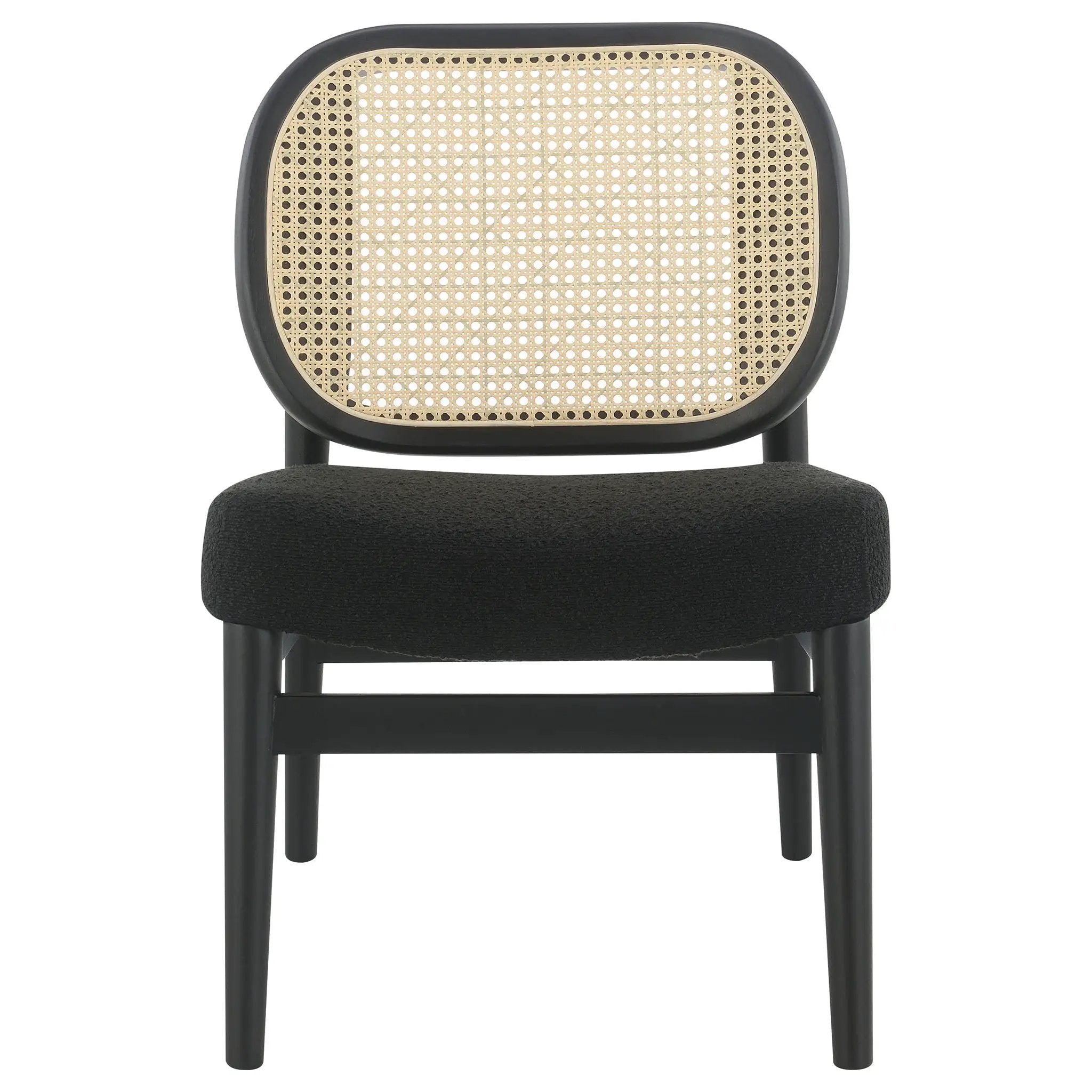 Rayo Rattan Cane Back Accent Chair with Padded Seat Black by Unique Piece Furniture