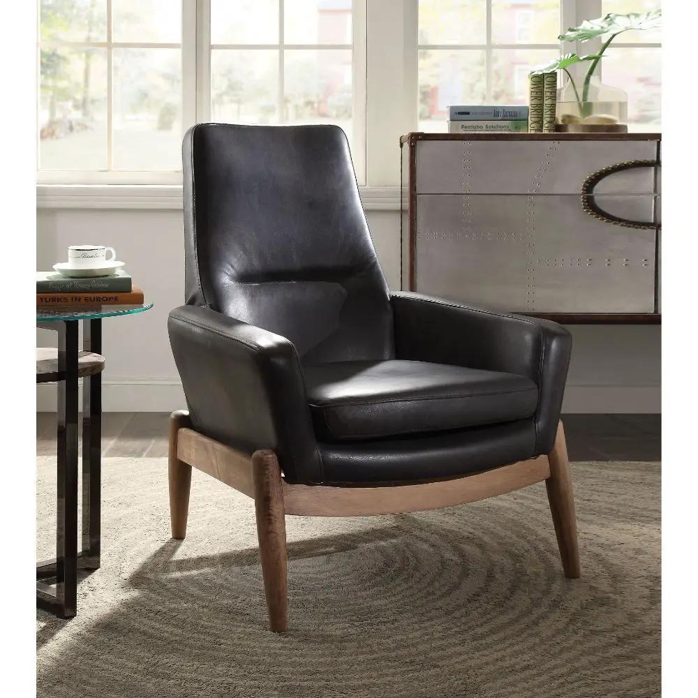 Dolphin - Accent Chair - Black Top Grain Leather by Unique Piece Furniture
