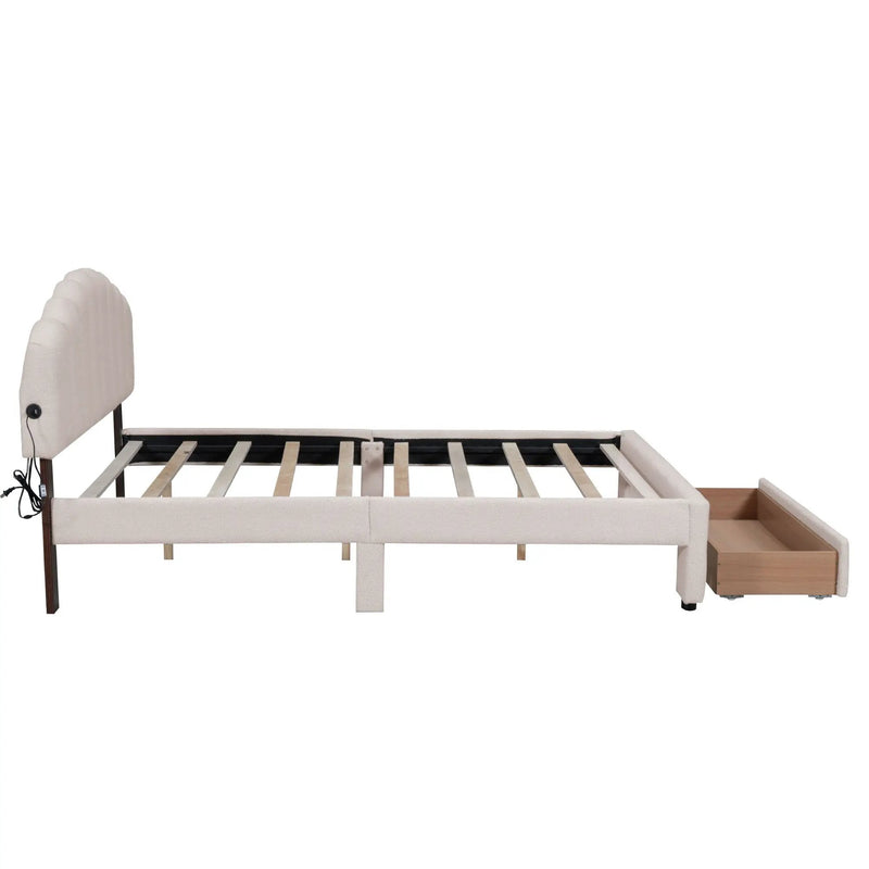Upholstered Platform Bed With Drawer by Unique Piece Furniture