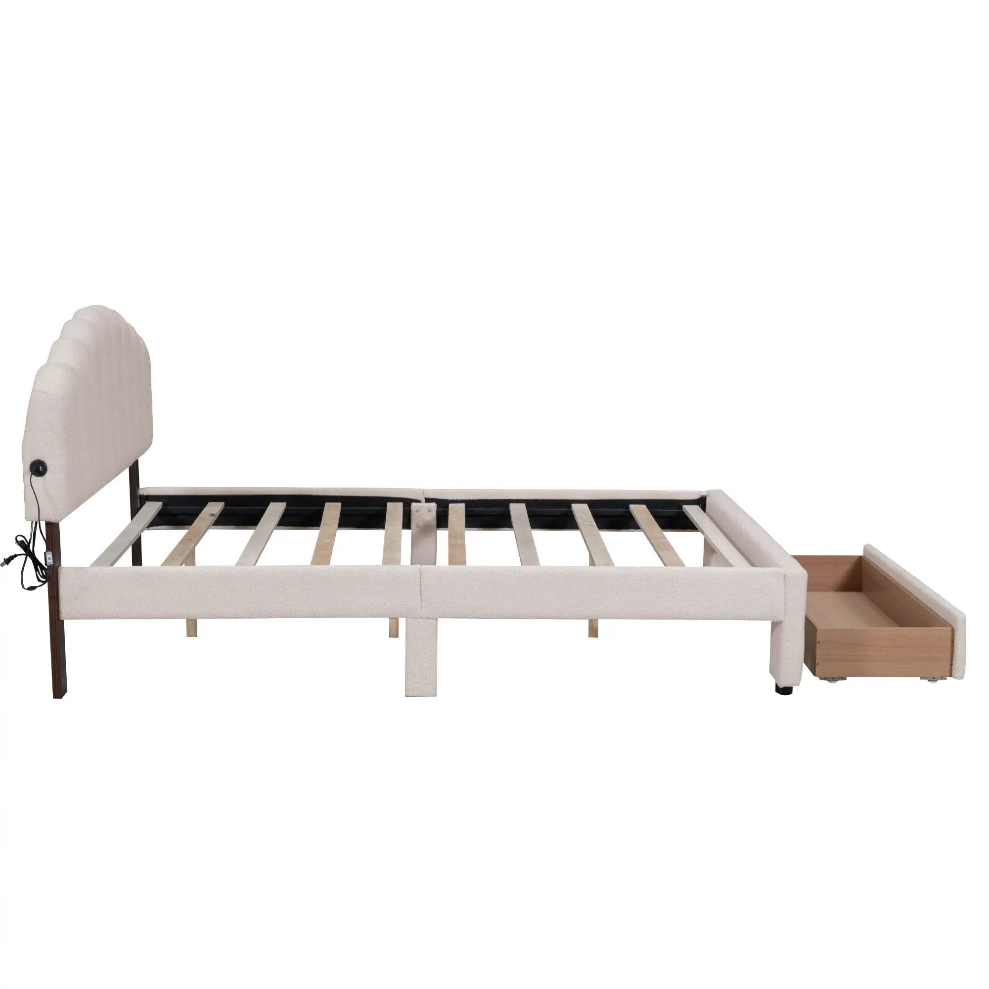 Upholstered Platform Bed With Drawer by HouseOfZazla