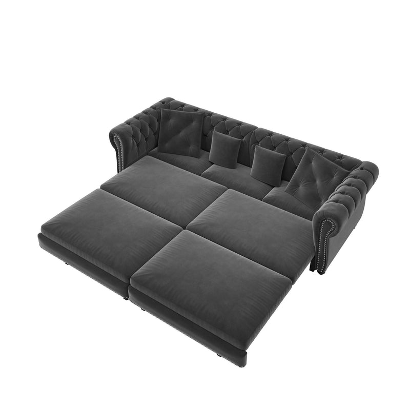 3 In 1 Convertible Sleeper Sofa Bed With Movable Ottoman by HouseOfZazla