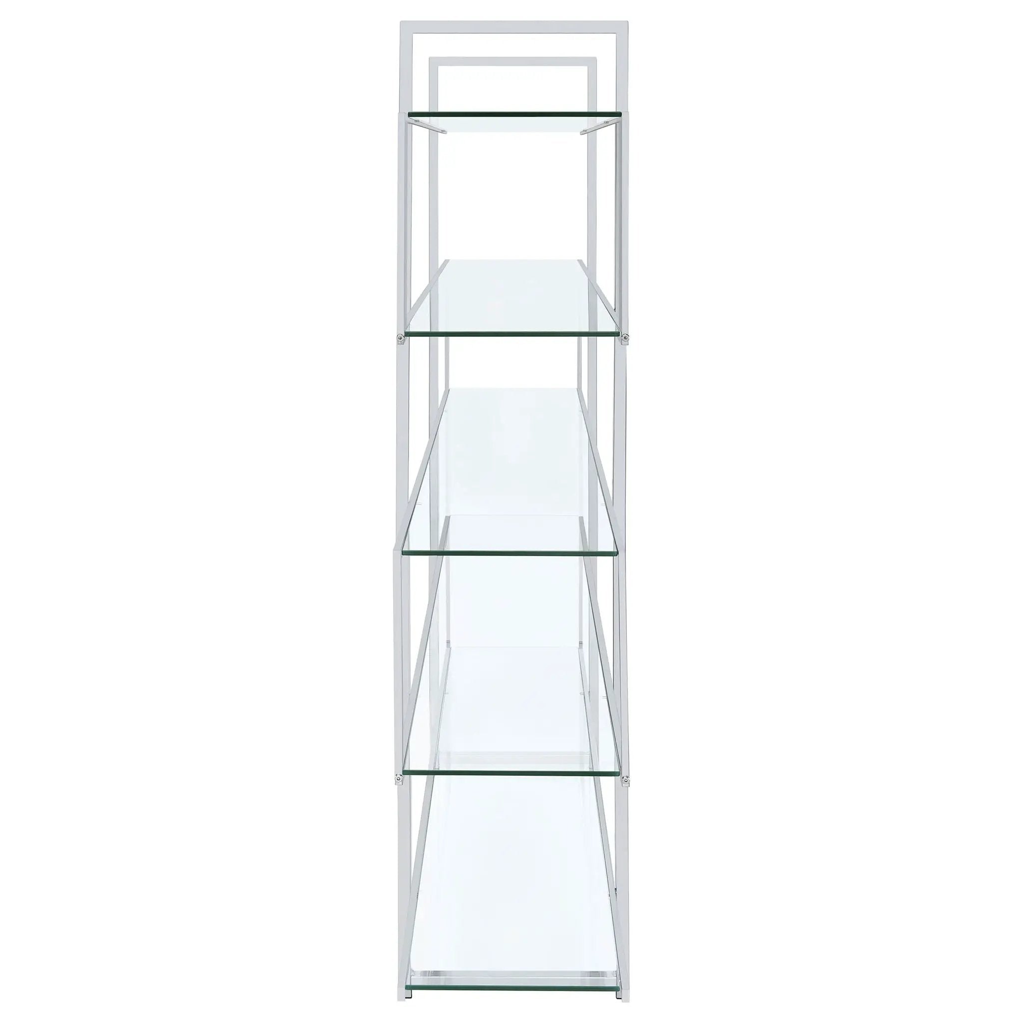 Elmer 63-inch 5-shelf Bookshelf Clear and Chrome by Unique Piece Furniture