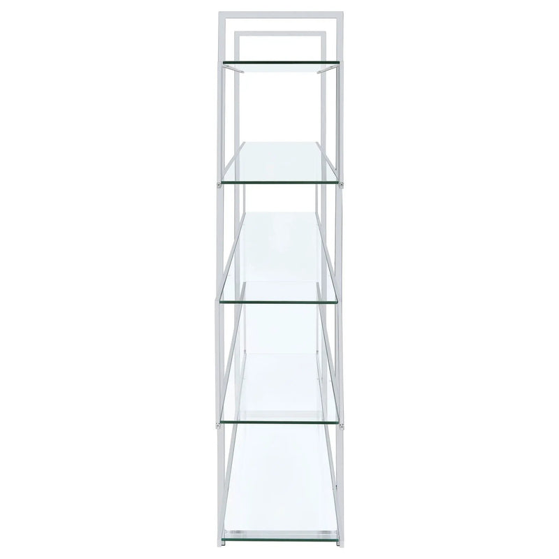 Elmer 63-inch 5-shelf Bookshelf Clear and Chrome by Unique Piece Furniture