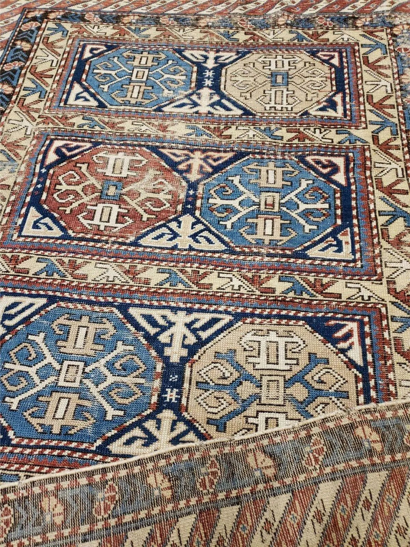 Antique Caucasian Rug 3x5, Shirvan Kazak Tribal Carpet by Jewel Rugs