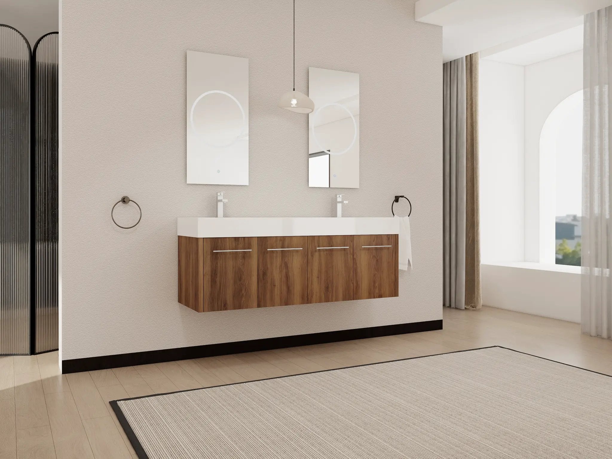 60 Inch Wall-Mounted Bathroom Vanity with Sink by HouseOfZazla