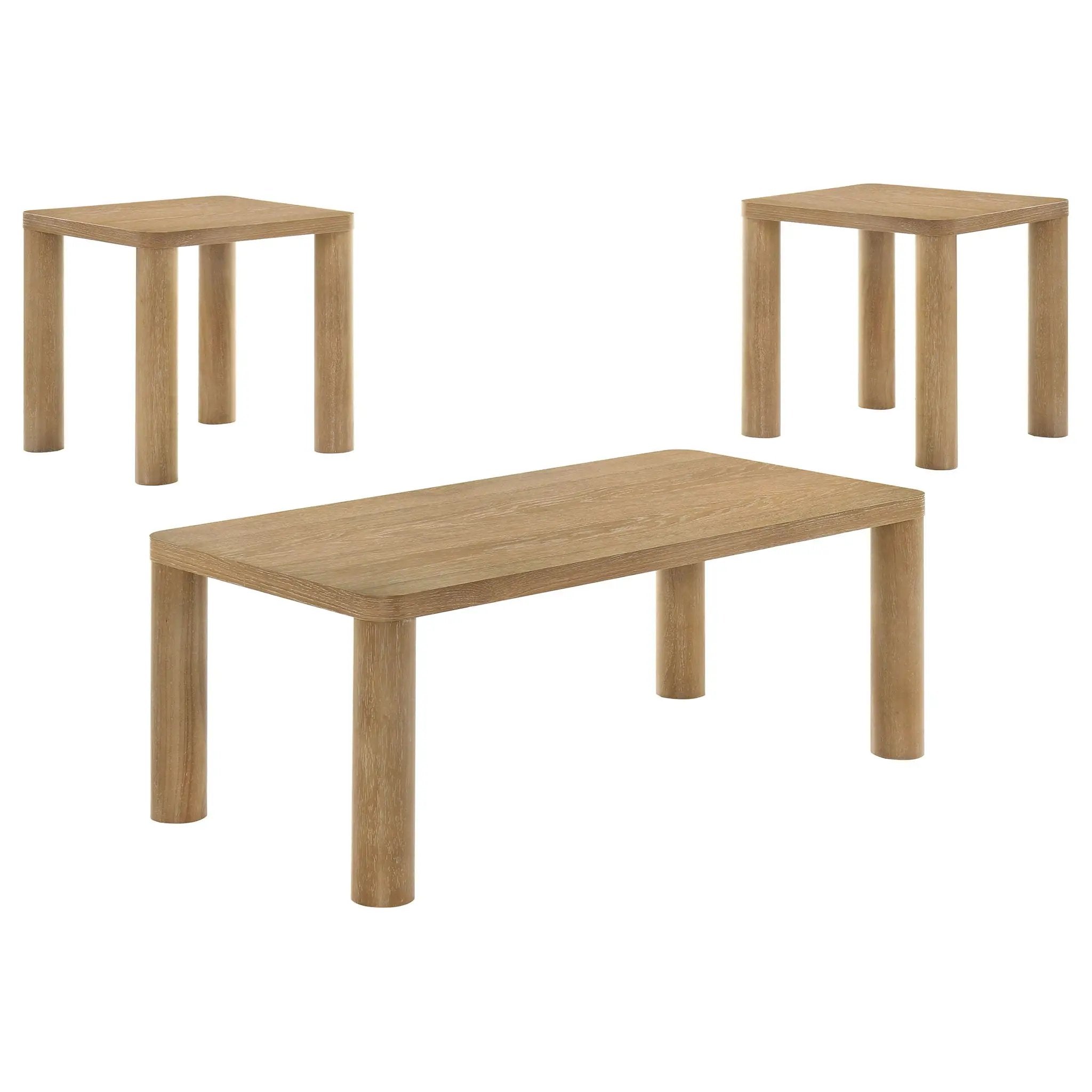 Castlewood 3-piece Cocktail Coffee Table Set Light Oak by Unique Piece Furniture