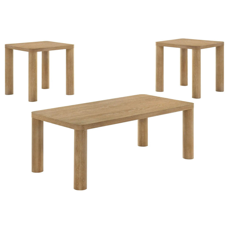 Castlewood 3-piece Cocktail Coffee Table Set Light Oak by Unique Piece Furniture