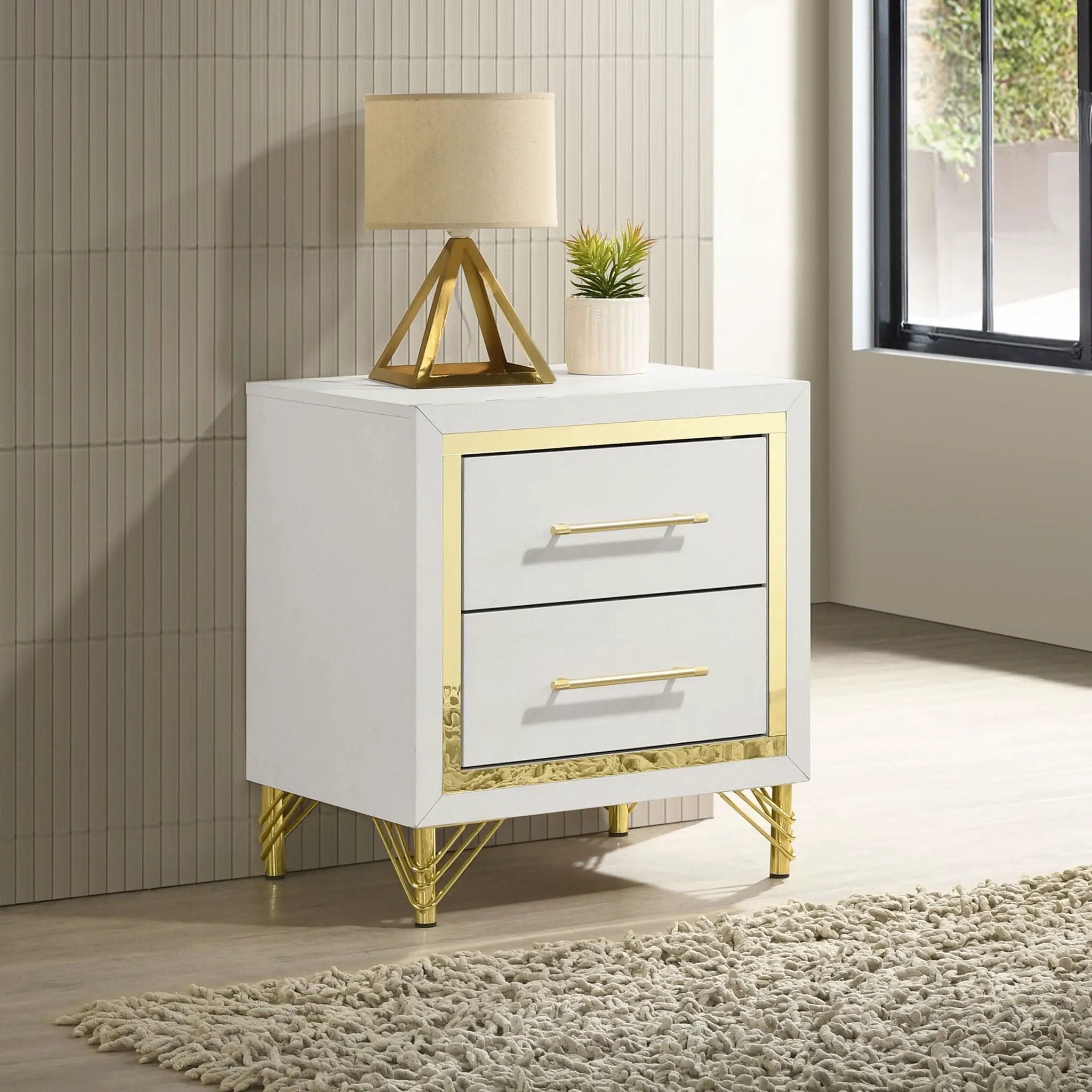Lucia 2-drawer Nightstand Bedside Table White by Unique Piece Furniture