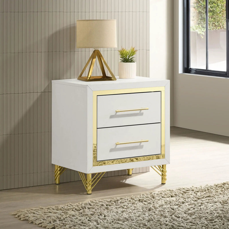 Lucia 2-drawer Nightstand Bedside Table White by Unique Piece Furniture
