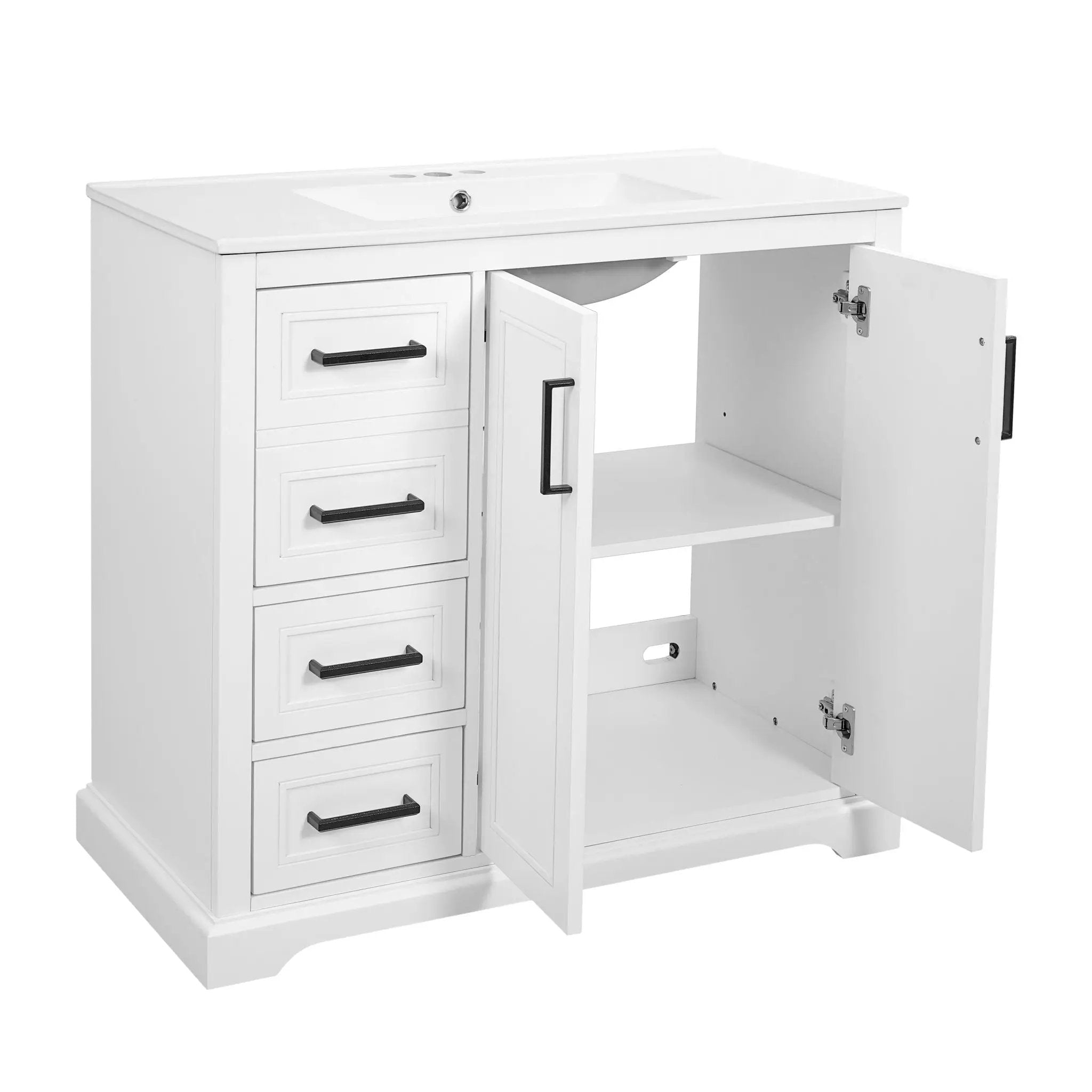 Bathroom Vanity With Sink, Soft Close Doors, Adjustable Shelf & 3 Drawers by HouseOfZazla