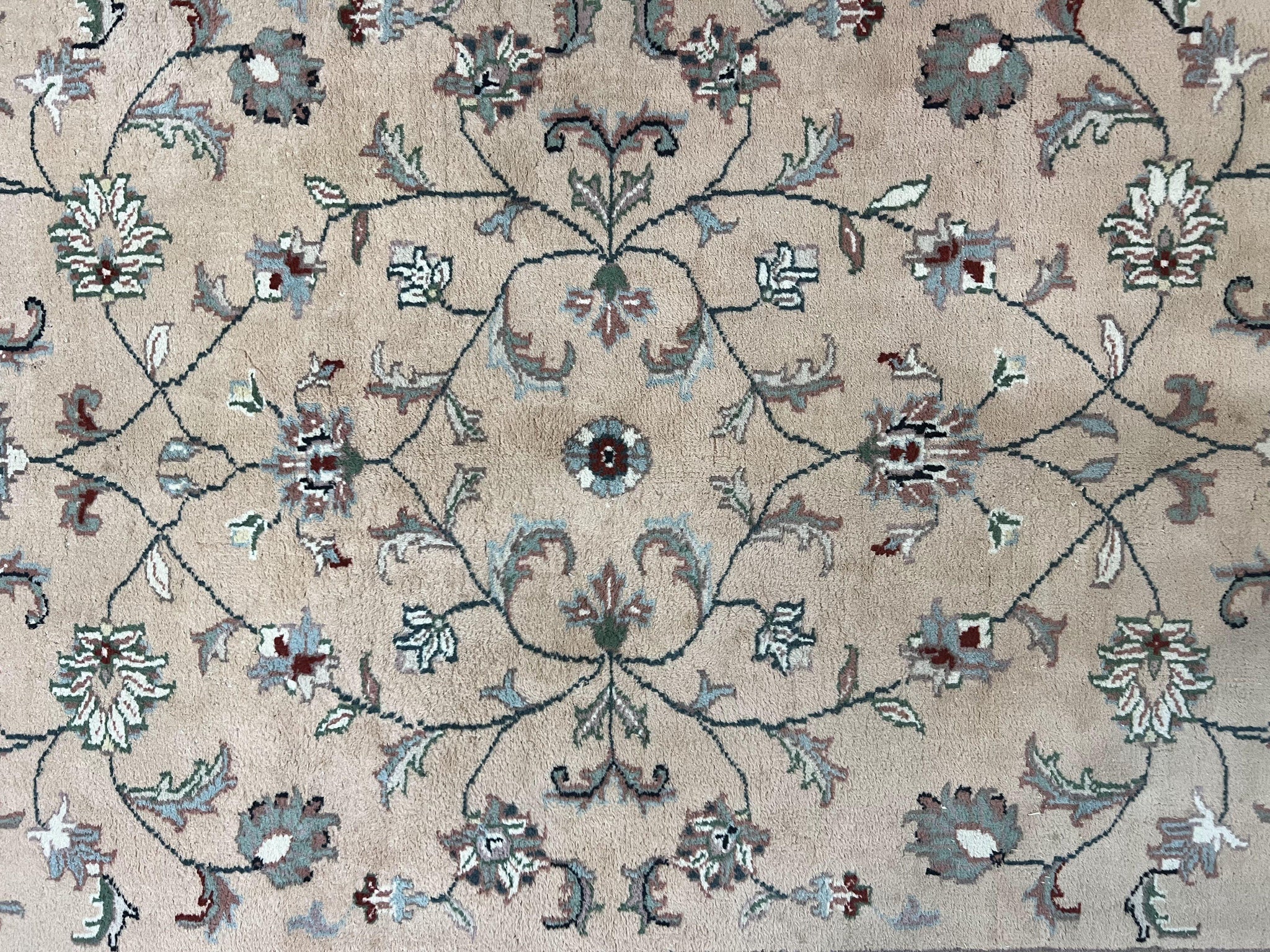 Indo Persian Rug 6x9, Handmade Vintage Wool Carpet, Floral Allover by Jewel Rugs
