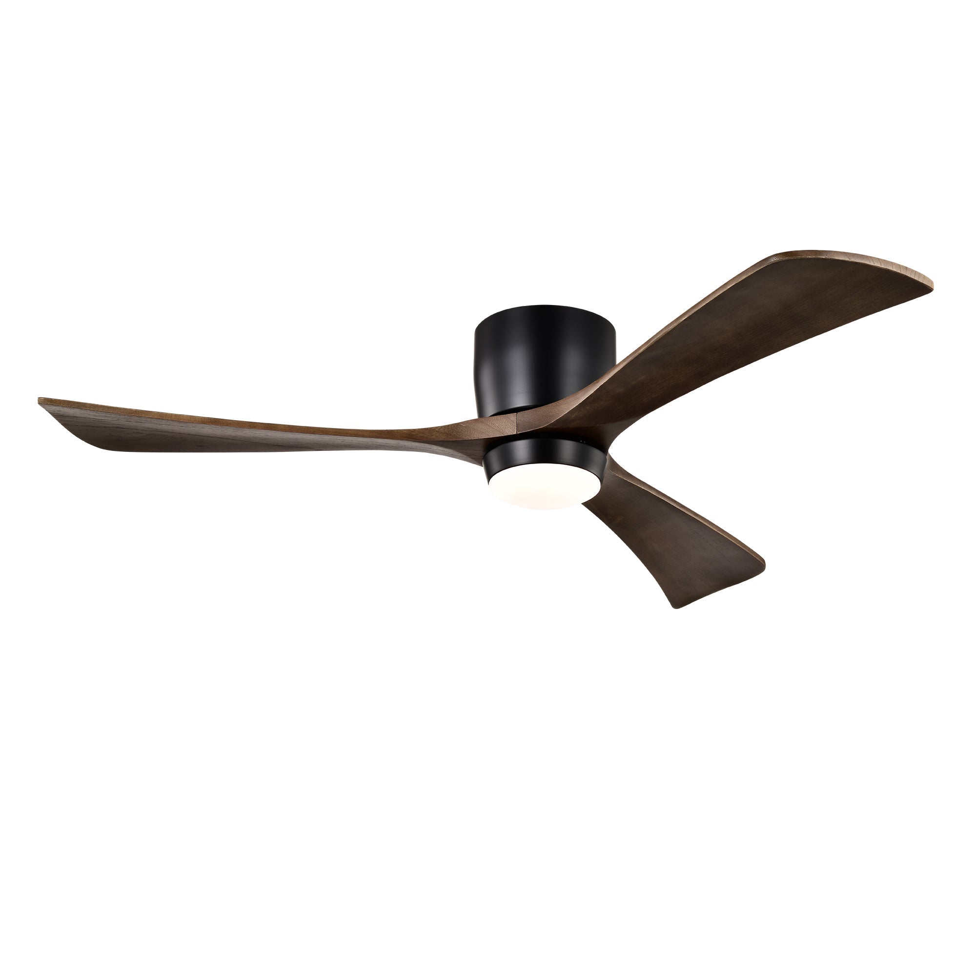 52" Flush Mount Solid Wood Blades Ceiling Fan with Lights Remote Control by HouseOfZazla