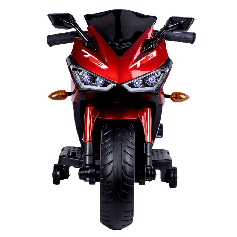 Kids 12V Motorcycle With Training Wheels, Manual Throttle, And Lighting Wheels For Boys And Girls Ages 3-6 - Red by HouseOfZazla