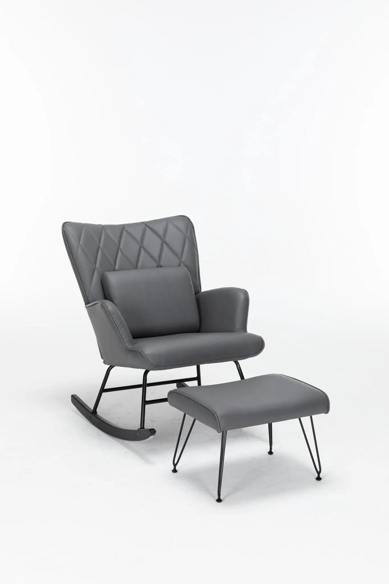 Rocking Accent Chair With Lumbar Pillow And Ottoman by HouseOfZazla