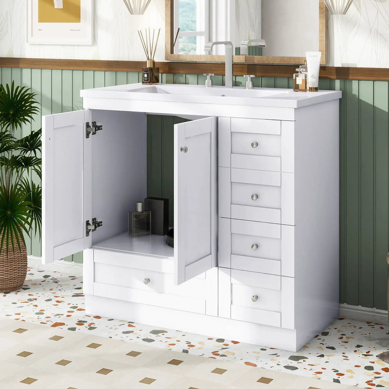 Shaker Free Standing Bathroom Vanity Cabinet With Sink, Soft Close Drawers, Soft Close Doors by HouseOfZazla