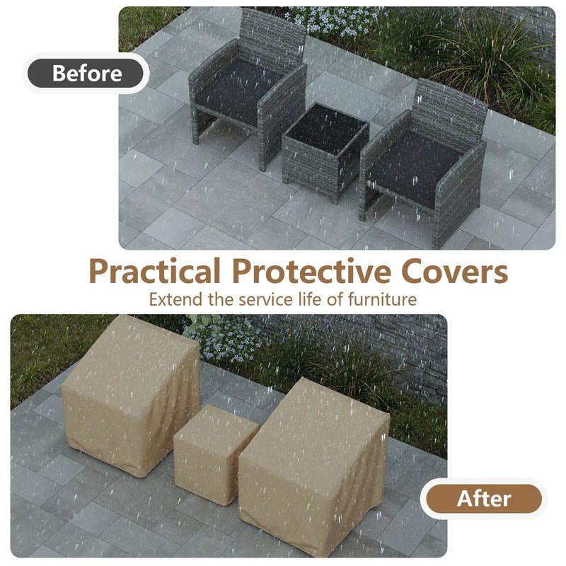 Patio Furniture Covers Waterproof Outdoor Conversation Covers for 3 Pieces Bistro Set-Beige by DirectDeals