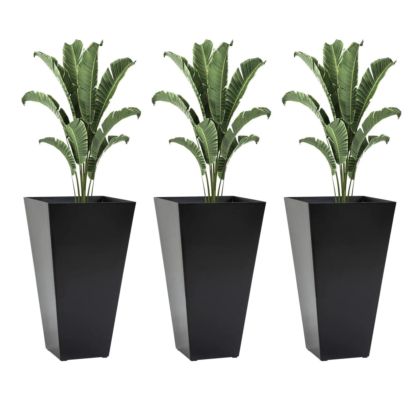 Outsunny - Outdoor Planters (Set of 3) Large Taper Planters With Drainage Holes And Plug, Faux Wood Plastic Flower Pots For Outdoor, Indoor, Garden, Patio by HouseOfZazla
