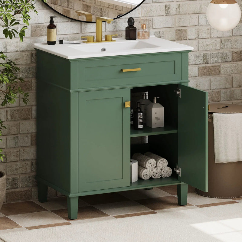 Bathroom Vanity With Ceramic Basin, Soft Close Door And Adjustable Shelves by HouseOfZazla