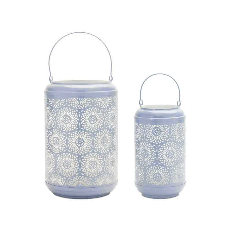 Punched metal lantern candle holder (set of 2)