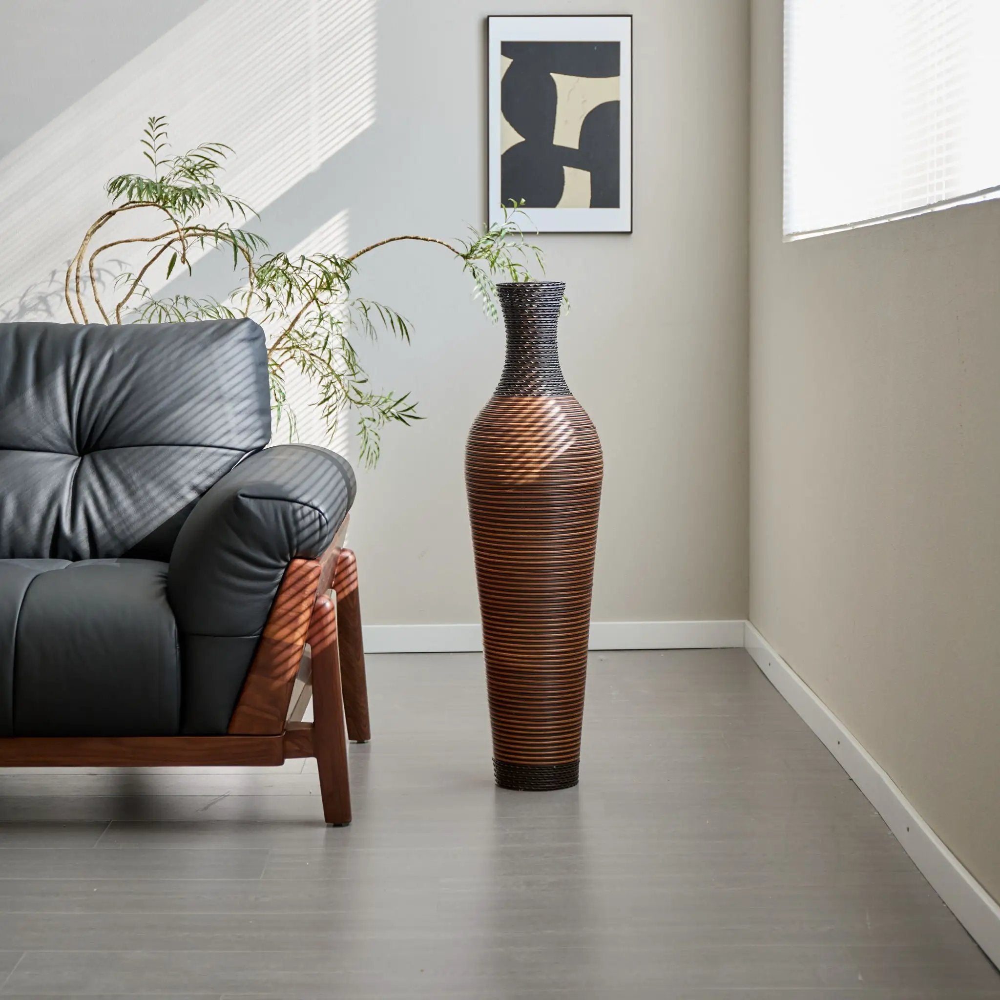 Tall Standing Designer Floor Vases With Elegant 2 Tone Finishes Ideal For Decorating Living Rooms, Bedrooms, Entryways Perfect For Decorating Your Home - Black / Gray by Unique Piece Furniture