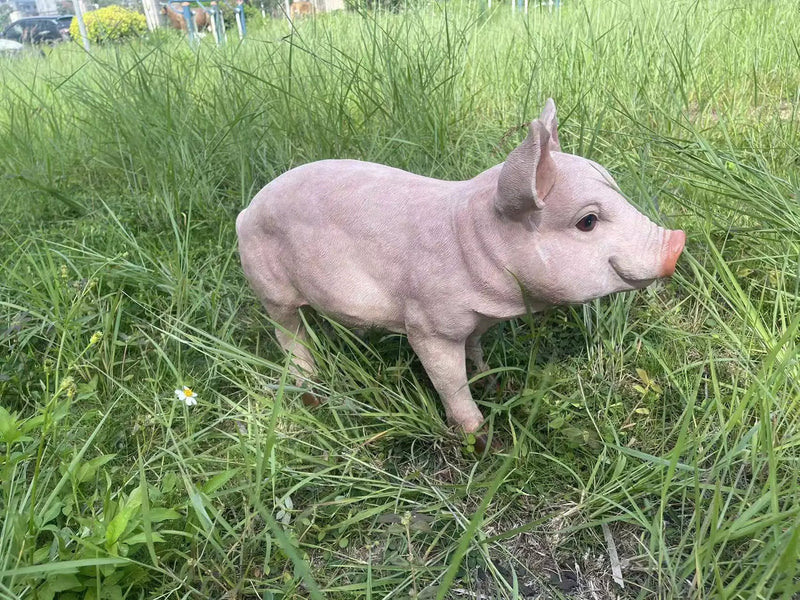 Cheerful Beige Pig Garden Statue by HouseOfZazla
