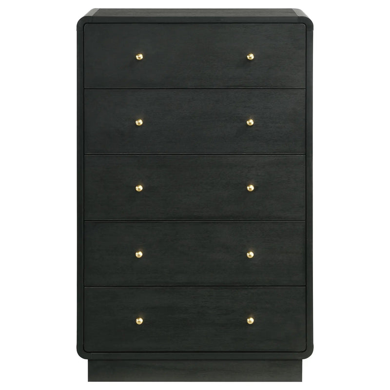 Burton - 5 Drawer Chest Of Drawers - Black by HouseOfZazla