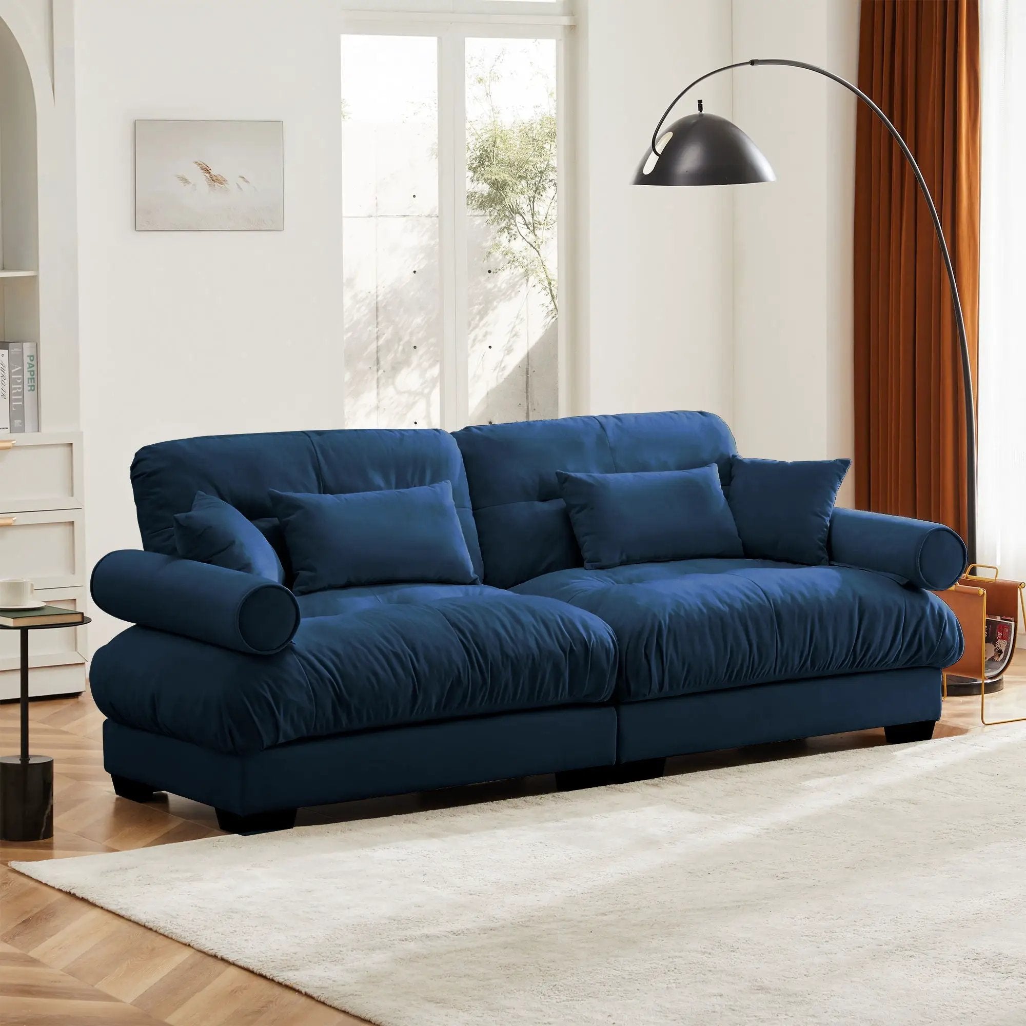 Modern Sofa With Bolstered Armrests And Pillows by HouseOfZazla