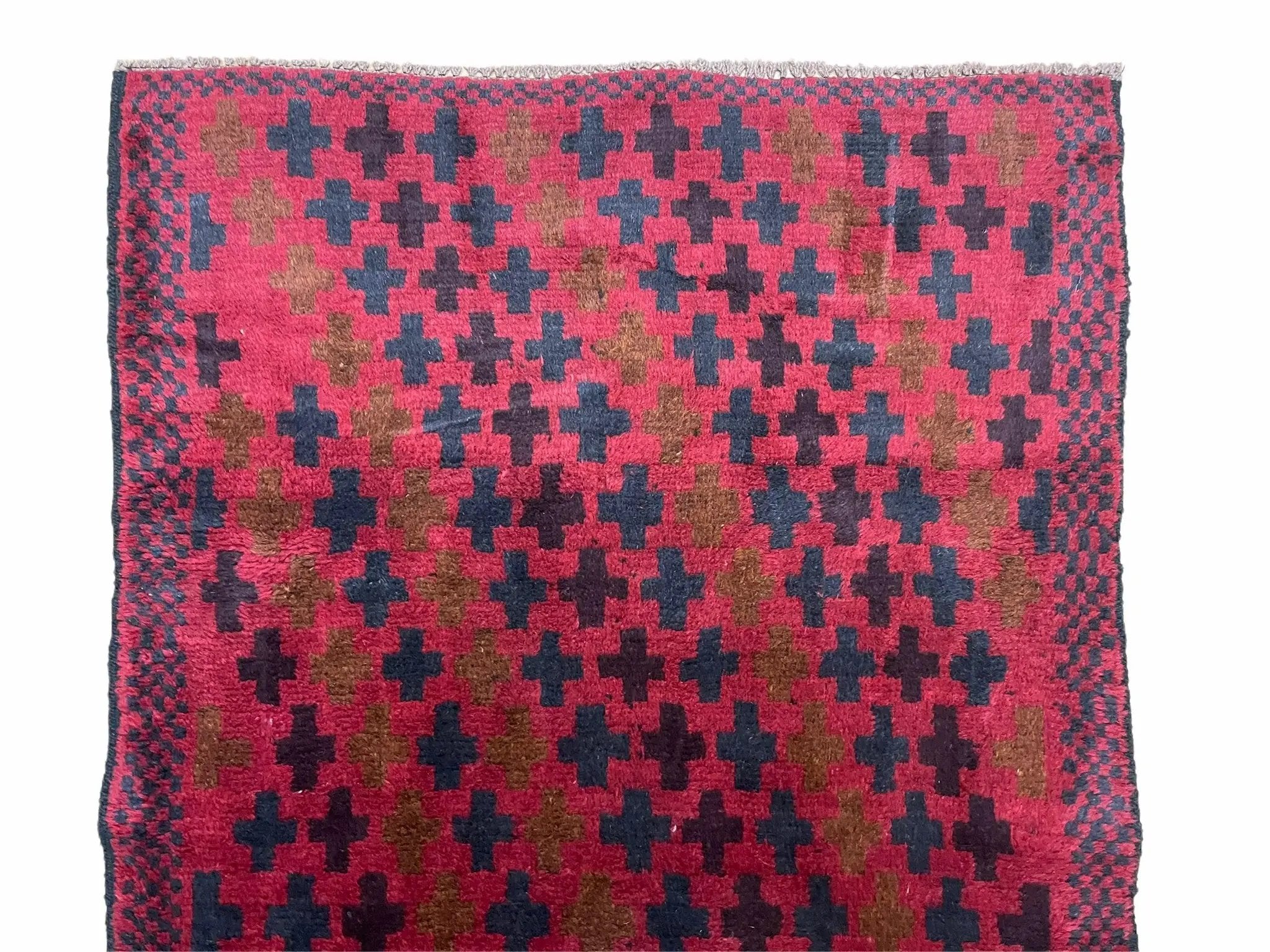 2' 10" X 4'8" Vintage Handmade Tribal Wool Rug Balouchi Rug Afghan Rug Red Beige by Jewel Rugs