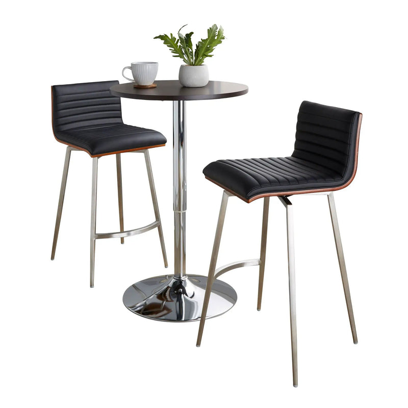 Mason - 3 Piece Swivel Mid Century Modern Counter Height Dining Set With Adjustable Table by HouseOfZazla