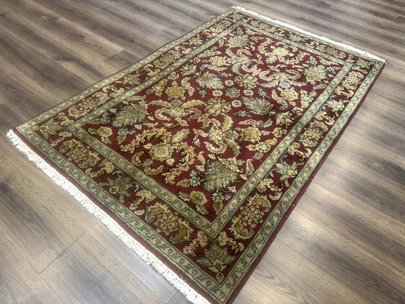 Indo Persian Mahal Rug 4x6, Floral Allover Pattern, Maroon by Jewel Rugs