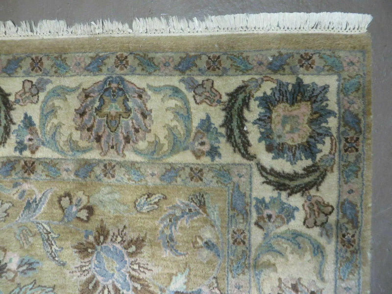 5' 6" X 9' Vintage Handmade Jaipur Indian Floral Oriental Wool Rug Veg Dyes by Jewel Rugs