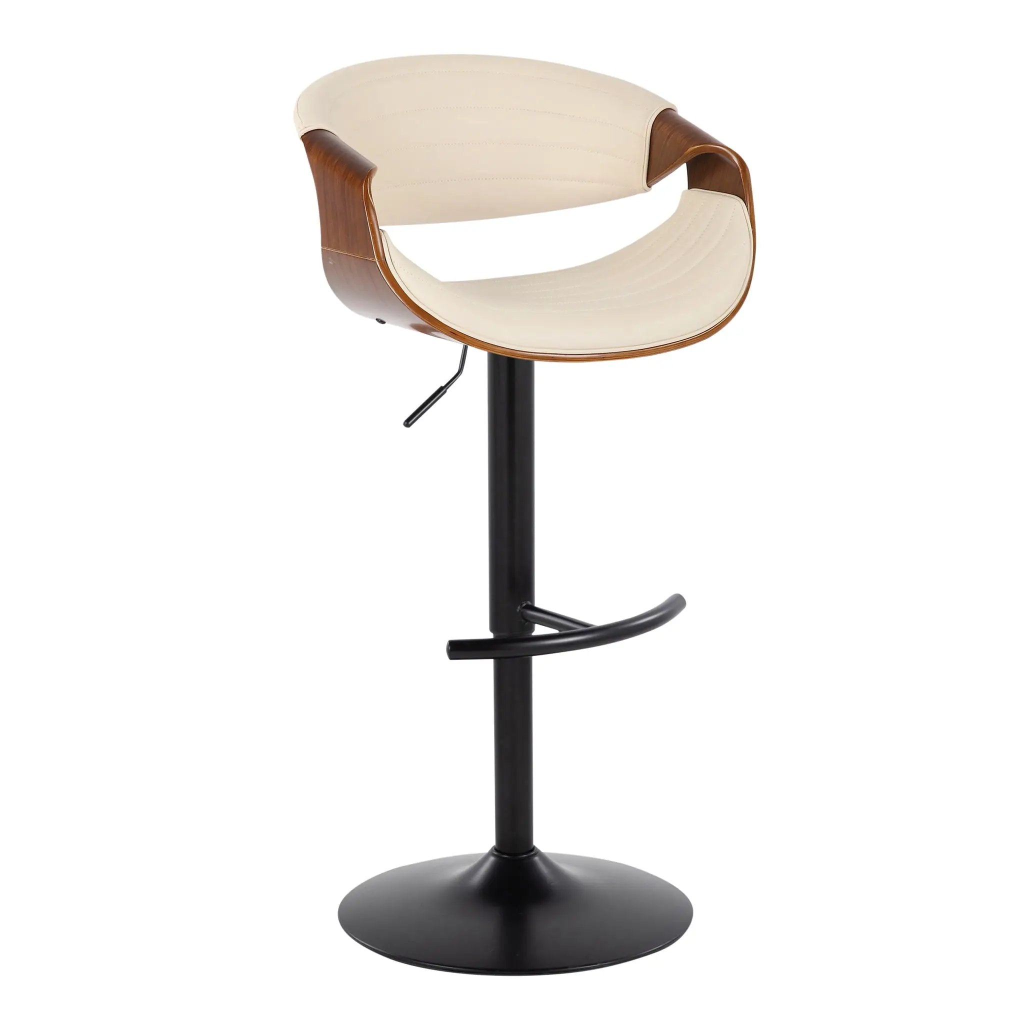 Symphony - Mid Century Modern Adjustable Barstool With Swivel With Rounded T Footrest (Set of 2) by Unique Piece Furniture