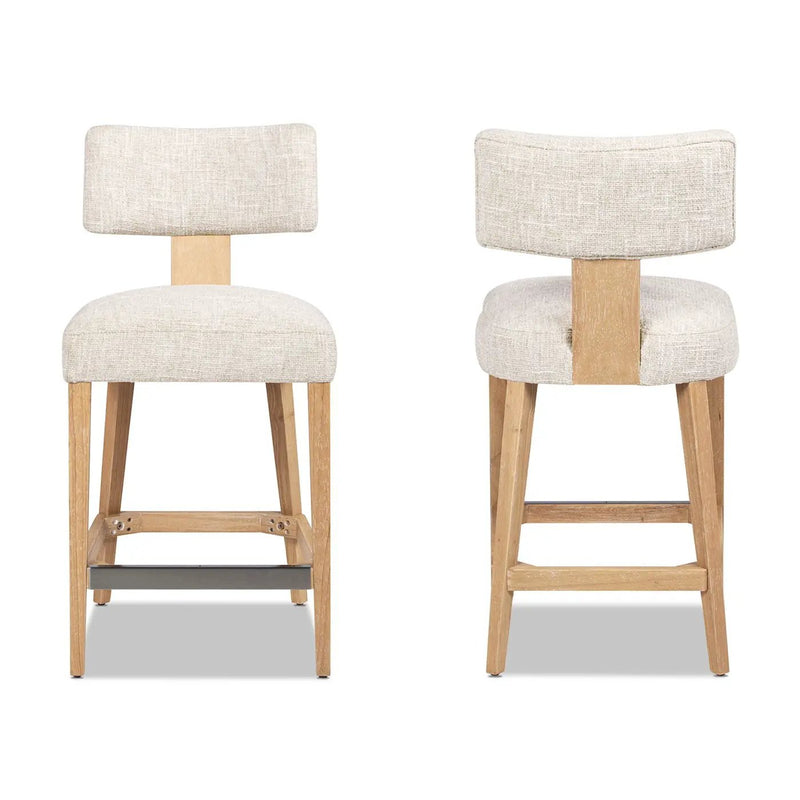 Penny - Round Arched Upholstered Counter Stool (Set of 2) - Travertine Beige by HouseOfZazla