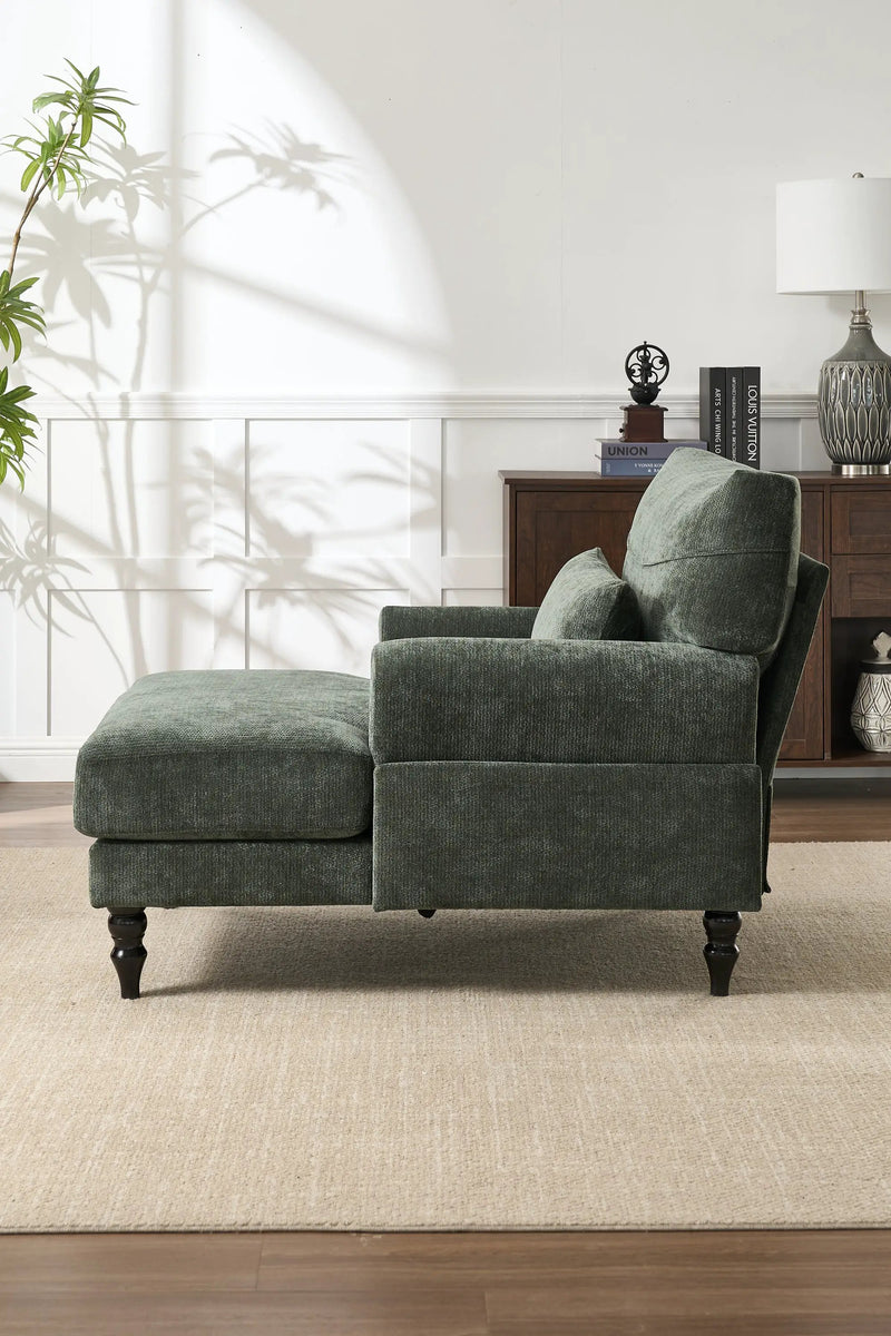 Modern Chaise Lounge Upholstered Sofa Recliner Chair in Green by HouseOfZazla
