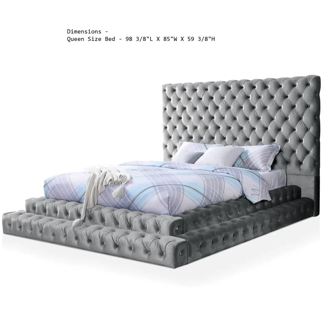 Tufted Oversized Headboard Platform Bed With Fully Upholstered Frame by HouseOfZazla