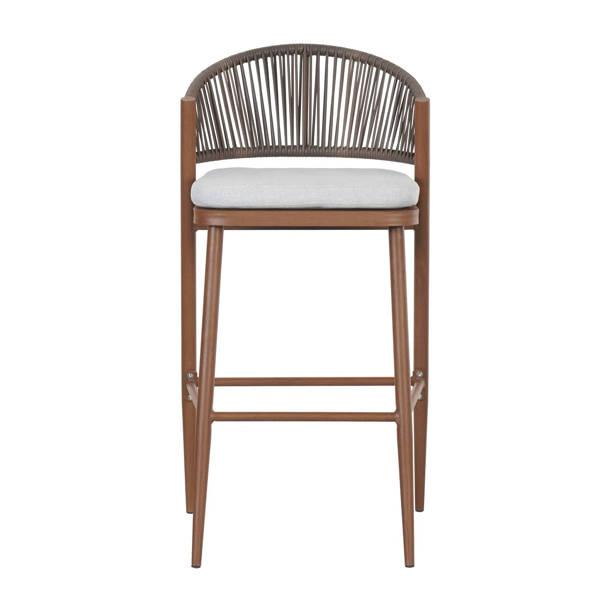 Outdoor Bar Height Metal Frame Counter Stools with Scallop-Shaped Backrest & Water-Resistant Cushions by HouseOfZazla
