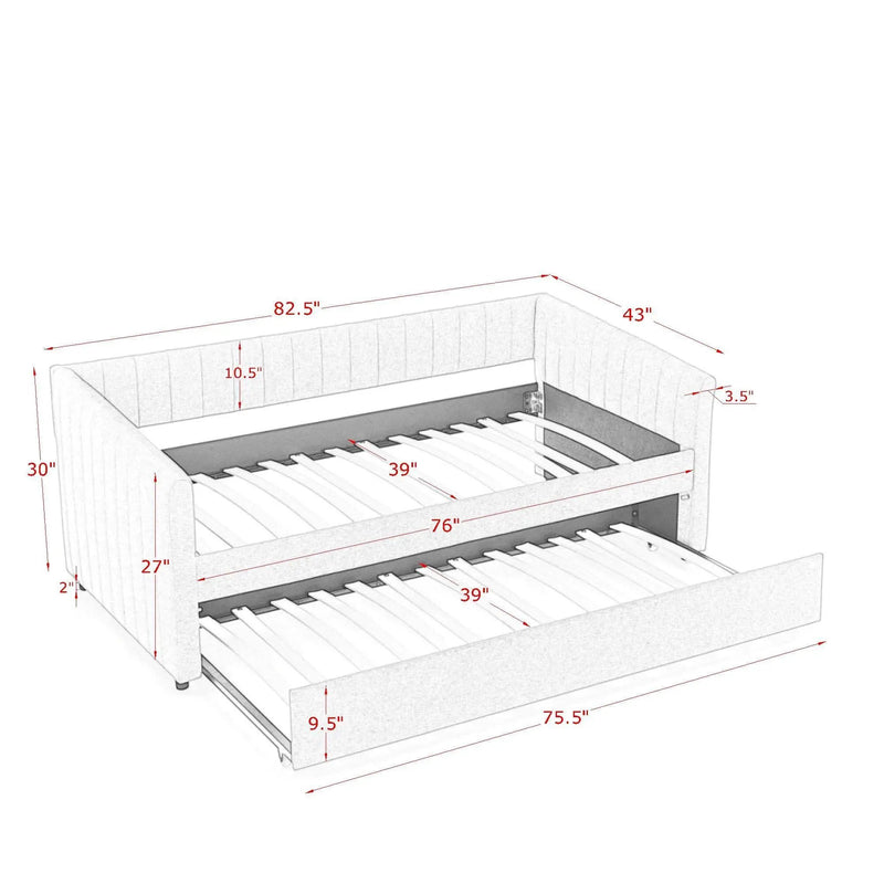 Upholstered Daybed With Trundle With Vertical Stripes by Unique Piece Furniture