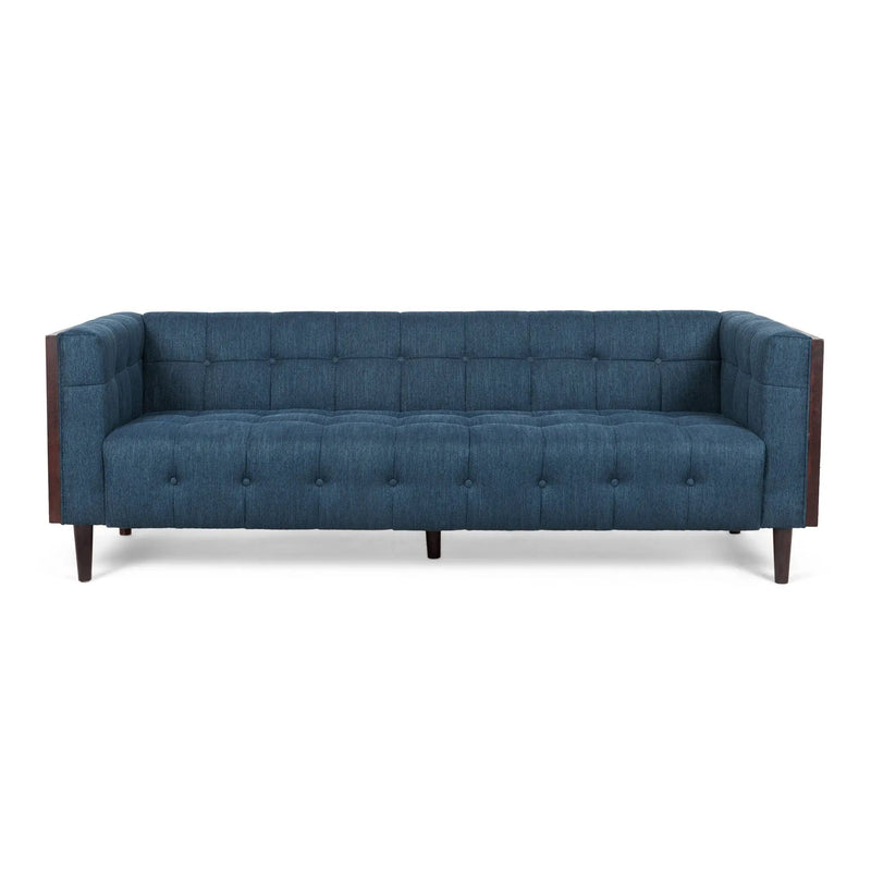 Contemporary Mid-Century Charm 3 Seater Sofa With Button Tufted Waffle Stitching by HouseOfZazla